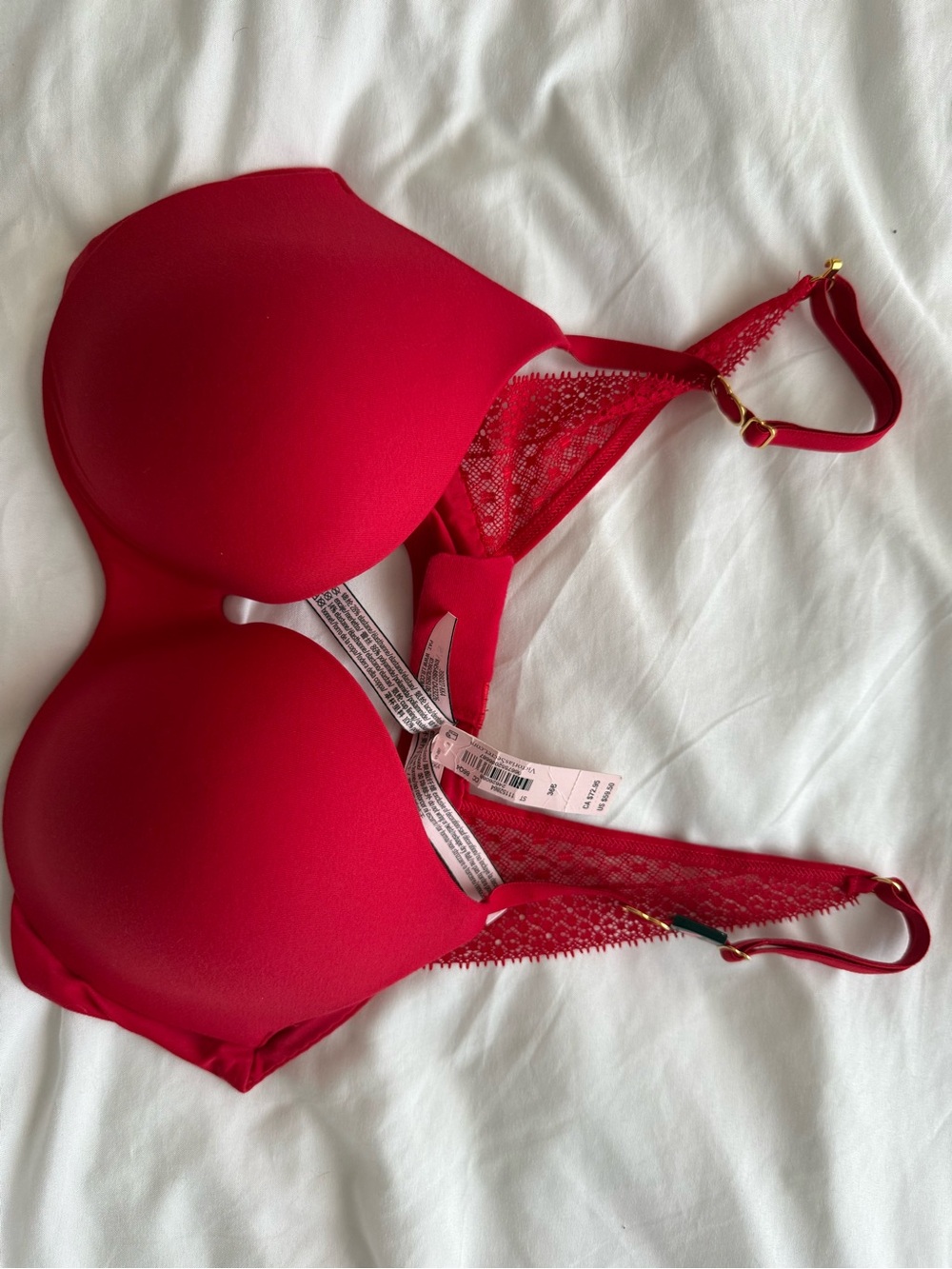 Victoria's Secret Red Lace-Back T-Shirt Bra